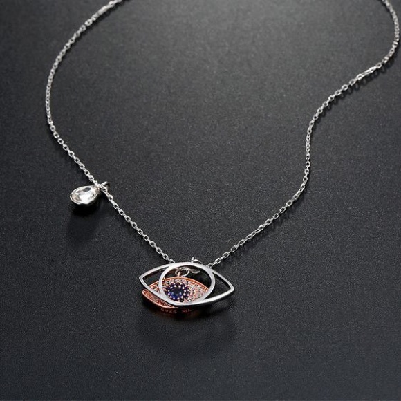 Evil Eyes Sterling Silver Necklace - Picture 2 of 3